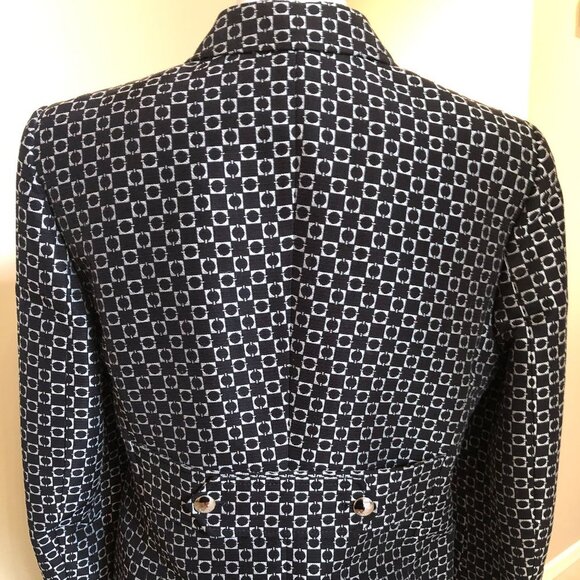 Gucci Classic Signature Lined Blazer w Silver Metal Hardware Black+Silver Sz 44 - Picture 7 of 11